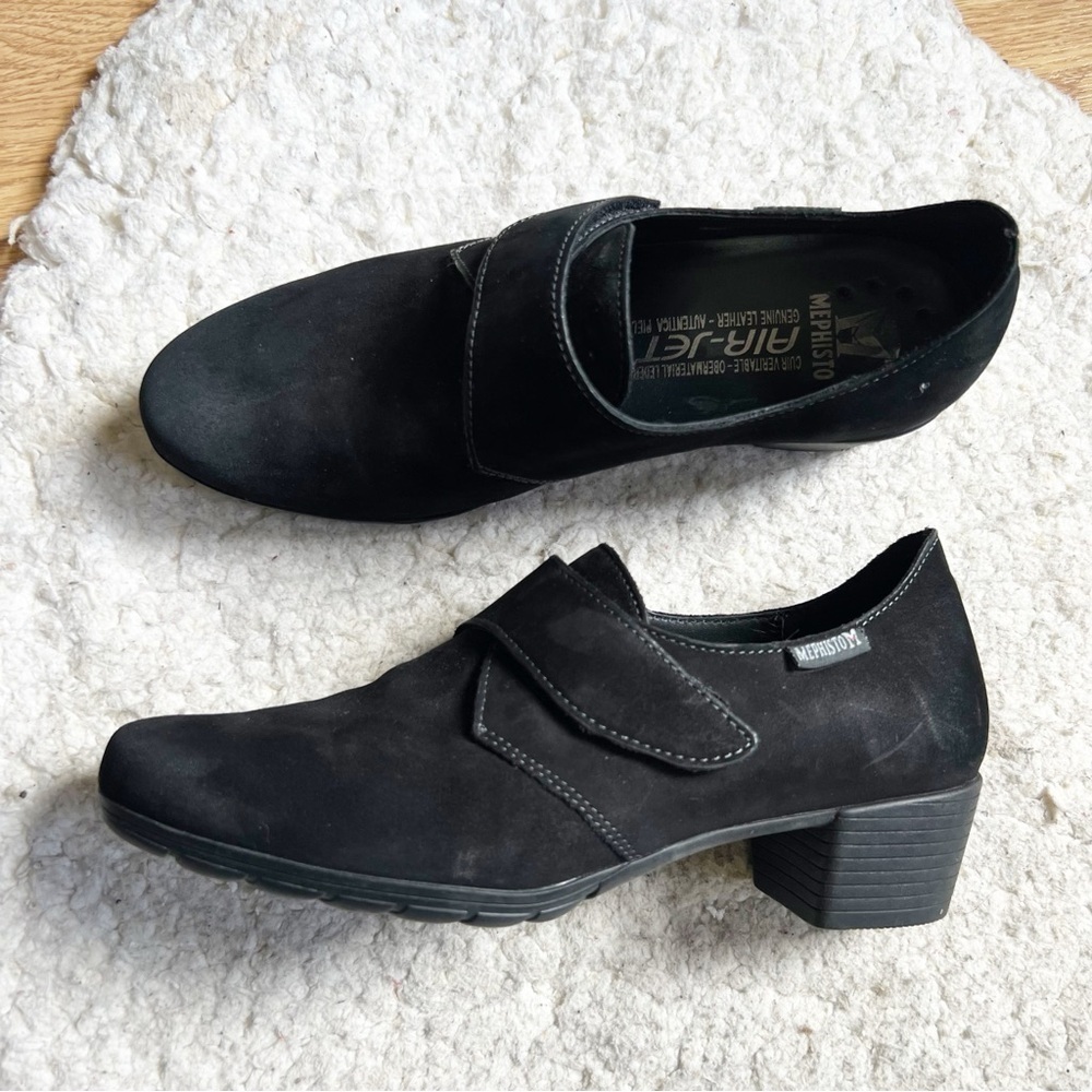 MEPHISTO: 'Idalia' Black Nucksoft Women's Rubber Block Heel Booties Sz 6.5